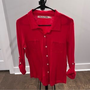 Michael Stars Red Button Down Shirt